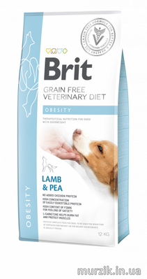 Сухий корм Brit GF VetDiet Dog Obesity для собак, корекція ваги, з ягням, індичкою та горохом, 12 кг 170940 фото