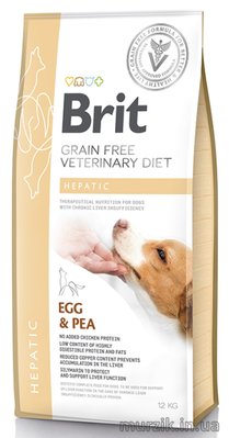 Сухий корм Brit GF VetDiet Dog Hepatic для собак, при хворобі печінки, з яйцем, горохом, бататом та гречкою, 12 кг 170946 фото
