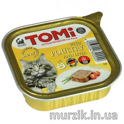 Влажный корм для котов "Томи" паштет с птицей и печенью 100 г. 8621175 фото