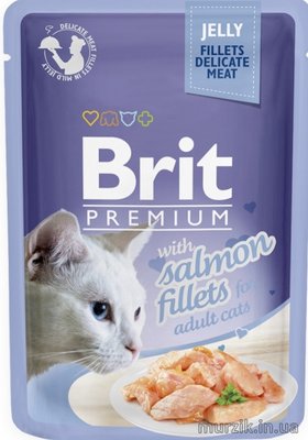 Влажный корм Brit Premium Cat Pouch для кошек, филе лосося в желе, 85 г 111242 фото