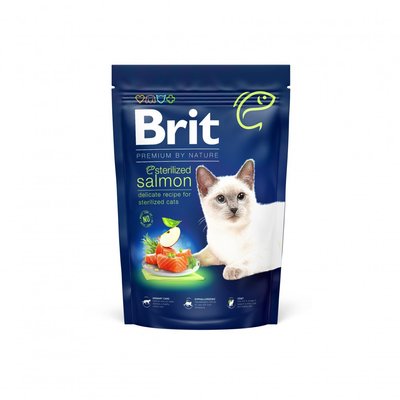 Сухой корм Brit Premium Cat by Nature Sterilized Salmon для стерилизованных кошек, с лососем, 800 г 171856 фото