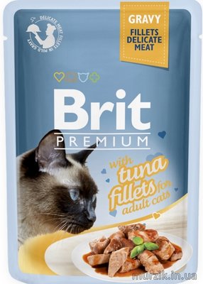 Влажный корм Brit Premium Cat Pouch для кошек, филе тунца в соусе, 85 г 111252 фото