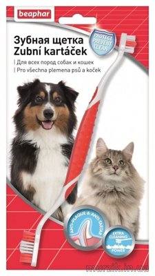 Двойная зубная щетка Beaphar Toothbrush для собак и кошек 42067134 фото