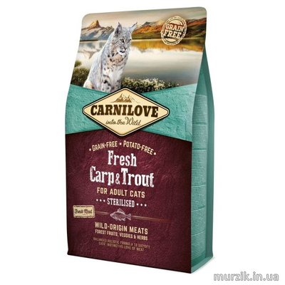 Сухий корм Carnilove Fresh Carp & Trout для стерилізованих котів, риба, 2 кг 170877 фото