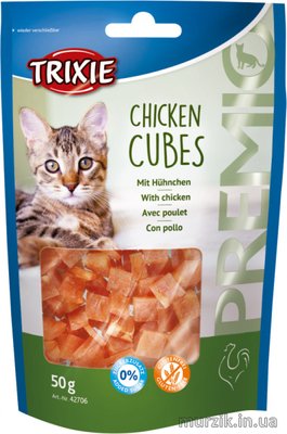 Лакомство для котов "PREMIO Chicken Cubes" куриные кубики, 50 г 5598357 фото