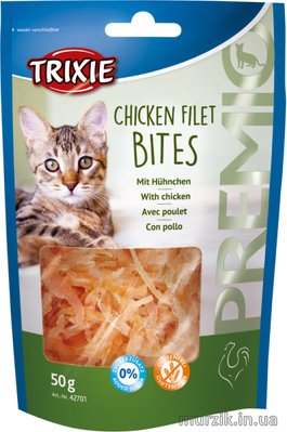 Лакомство для котов "PREMIO Chicken Filet Bites" с курицей, 50 г 5598361 фото