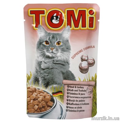 Влажный корм для котов Томи индейка пауч 100 г. 8621191 фото