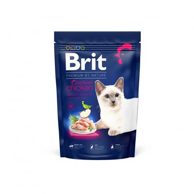 Сухой корм Brit Premium Cat by Nature Sterilised для стерилизованных кошек, с курицей, 1,5 кг 171862 фото