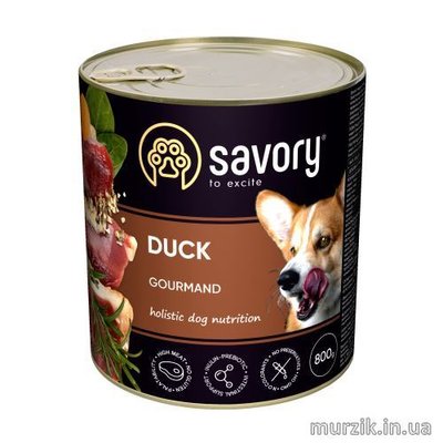 Влажный корм Savory для взрослых собак всех пород, с уткой, 800 г 30488 фото