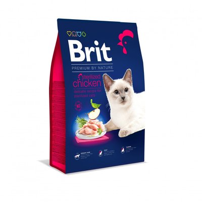 Сухий корм Brit Premium Cat by Nature Sterilised для стерилізованих котів, з куркою, 8 кг 171870 фото