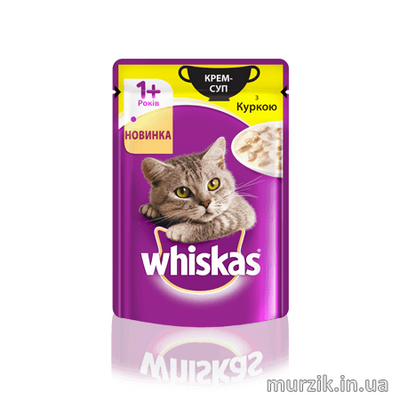 Влажный корм для взрослых котов и кошек от 1 года Whiskas крем-суп с курицей 85 г 9128616 фото
