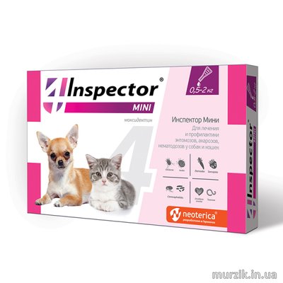Капли для кошек и собак "Inspector" от 0,5 до 2 кг (1 пипетка) 42073525 фото