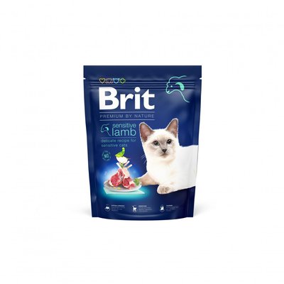 Сухой корм Brit Premium Cat by Nature Sensitive для кошек с чувствительным пищеварением, с ягненком, 300 г 171849 фото