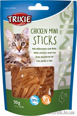 Лакомство для котов "PREMIO Chicken Mini Sticks" курицей и рисом, 50 г 5608273 фото