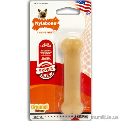 Жевательная игрушка кость Nylabone Dura Chew Petite (Нилабон Дьюра Чью) для собак до 7 кг с интенсивным стилем грызения, нейлон, с ароматом курицы, 9,5 см 27765512 фото