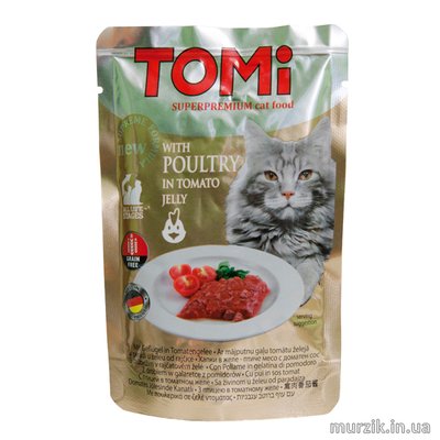 Влажный корм для котов Томи птица в томатном желе пауч 100 г. 8621196 фото