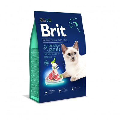 Сухой корм Brit Premium Cat by Nature Sensitive для кошек с чувствительным пищеварением, с ягненком, 8 кг. 171873 фото