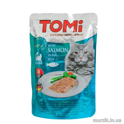 Влажный корм для котов Томи лосось в яичном желе пауч 100 г. 8621197 фото