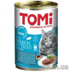 Влажный корм для котов "Томи" с лососем и форелью 400 г. 8621198 фото