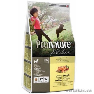 Сухой корм для щенков всех пород Pronature Holistic Курица с бататом 2,72 кг. 1680442 фото
