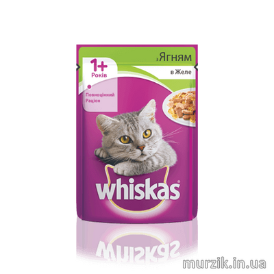 Влажный корм для взрослых котов и кошек от 1 года Whiskas с ягненком в желе 100 г 9128637 фото