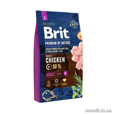 Сухий корм Brit Premium Dog Adult S для дорослих собак малих порід, з куркою, 3 кг 170810 фото
