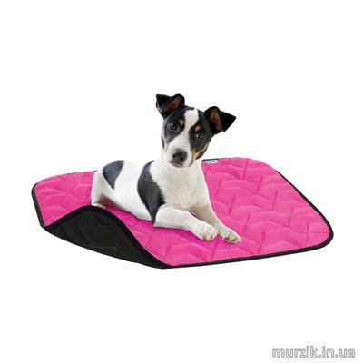 Подстилка для для собак AiryVest, размер M, 80х55 см, розово-черная 42076543 фото