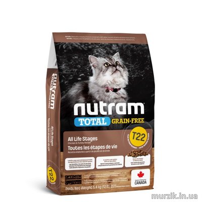Сухой беззерновой корм для кошек с индейкой и курицей Nutram Total Grain-Free Turkey & Chiken 5,4 кг. 8563974 фото