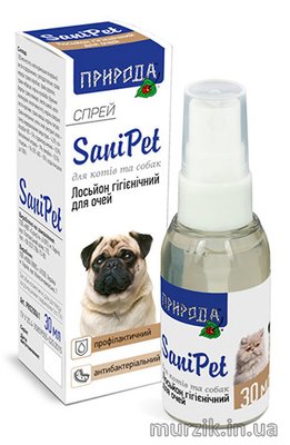 Лосьон гигиенический для глаз (спрей) "Sani Pet" для котов и собак 30 мл 8122622 фото