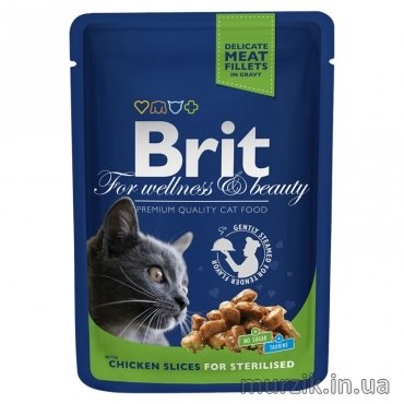Влажный корм Brit Premium Cat Pouch для стерилизованных кошек, с курицей, 100 г 100275 фото