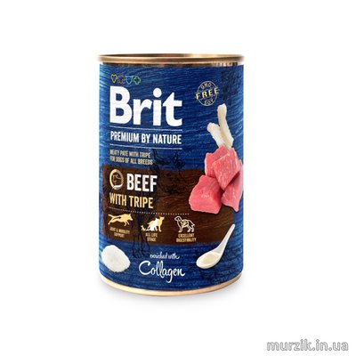 Вологий корм Brit Premium by Nature для собак, яловичина з тельбухами, 400 г 100411 фото