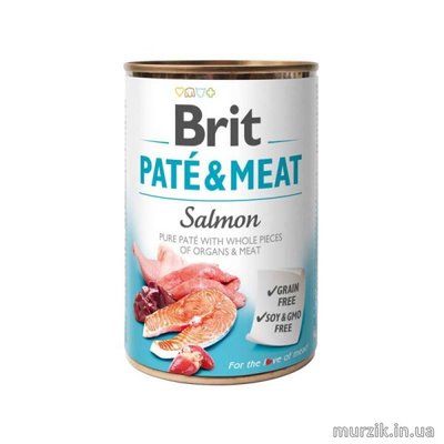 Вологий корм Brit Care Pate & Meat для собак, з лососем, 400 г 100071 фото