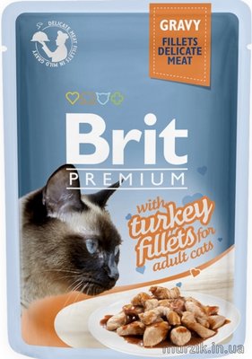 Влажный корм Brit Premium Cat Pouch для кошек, филе индейки в соусе, 85 г 111251 фото