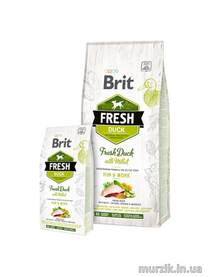 Сухой корм Brit Fresh для взрослых активных собак, с уткой и пшеном, 2,5 кг 170998 фото
