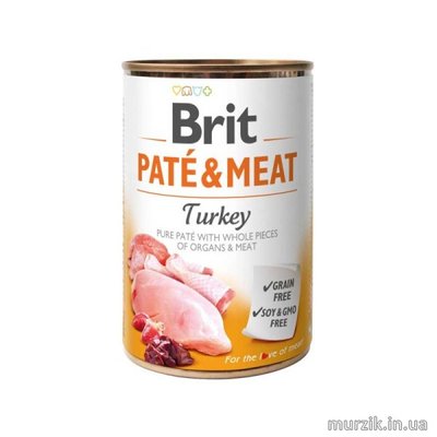 Влажный корм Brit Care Pate & Meat для собак, с индейкой, 400 г 100074 фото