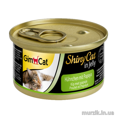 Вологий корм GimCat Shiny Cat для котів, курка і папайя, 70 г 412948 фото