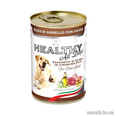 Влажный корм HEALTHY All Days для собак - паштет с кусочками, ягненок и картофель 400 г / 24 шт 42070227 фото