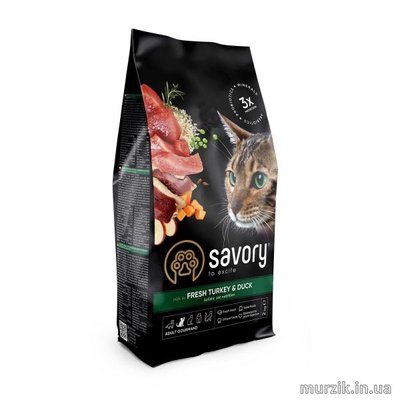 Сухой корм Savory для кошек гурманов, со свежей индейкой и уткой, 2 кг 30051 фото