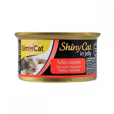 Влажный корм GimCat Shiny Cat для кошек, с тунцем и лососем, 70 г 414317 фото