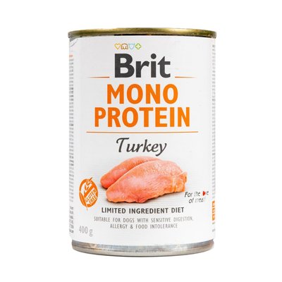 Вологий корм Brit Mono Protein Turkey для собак, з індичкою, 400 г 100060 фото