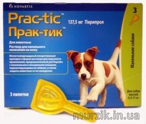 Практик (Prac-tic) капли на холку от блох и клещей для собак весом от 4,5-11 кг (3 пипетки) 8852672 фото