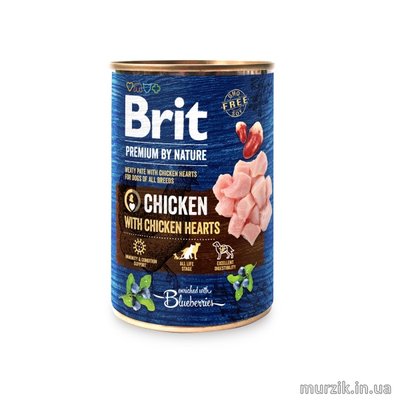 Влажный корм Brit Premium by Nature для собак, курица с куриным сердцем, 800 г 100407 фото