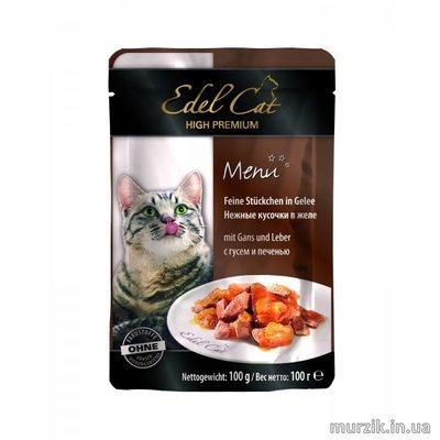 Вологий корм Edel Cat для котів, з печінкою в желе, 100 г 1000312 фото