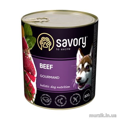 Вологий корм Savory для дорослих собак усіх порід, з яловичиною, 800 г 304440 фото