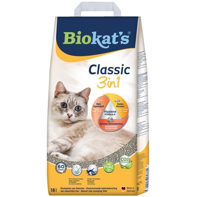 Наполнитель Biokats Classic 3in1 для кошачьего туалета, бентонитовый, 18 л 613789 фото