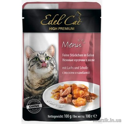 Вологий корм Edel Cat для котів, з лососем та камбалою, 100 г 1000313 фото