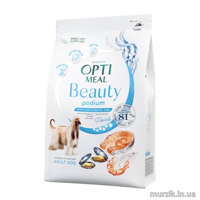 Сухой корм для взрослых собак Optimeal Beauty Podium Shiny Coat & Dental Care (Подиум), с морепродуктами, 1,5 кг 42446970 фото