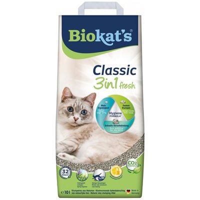 Наполнитель Biokats Classic Fresh 3in1 для кошачьего туалета, бентонитовый, 10 л 613314 фото