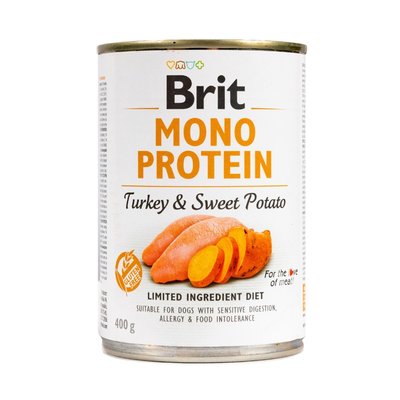 Вологий корм Brit Mono Protein Turkey & Sweet Potato для собак, з індичкою і бататом, 400 г 100056 фото