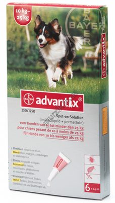 Капли на холку для собак средних пород "Advantix" (Адвантикс) от 10-25 кг. (1 тюбик) 1711749 фото